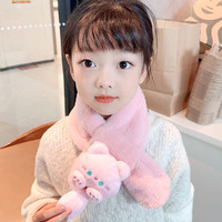 Nouvelle Écharpe Enfant Hiver 2025, Cache-cou Chaud en Fausse Fourrure de Lapin, Écharpe Épaisse en Peluche pour Bébé, Écharpe Pelucheuse à Motif Dessin Animé pour Étudiant