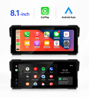 Système de navigation pour moto de 8,1 pouces, CarPlay sans fil, navigateur étanche pour moto, écran 1600x600, mise en miroir de l'écran, TPMS