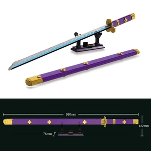 DK1502 Anime Japonais 98,6 cm <span class=keywords><strong>Zoro</strong></span> Sabre <span class=keywords><strong>Katana</strong></span> Modèle d'arme <span class=keywords><strong>de</strong></span> cosplay Couteau Briques <span class=keywords><strong>de</strong></span> construction DIY Jouet - Product Image 5