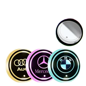 LED 컵 홀더 조명 LED 자동차 RGB 발광 라이트 패드 컵 매트 테슬라 및 기타 자동차 음료 코스터 인테리어 분위기 조명