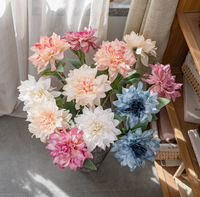 Fleurs artificielles en soie, mélange de dahlias et de roses, style européen fait main, décoration murale pour la Saint-Valentin