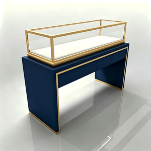 Vitrine à bijoux en verre bleu marine de luxe sur mesure, éclairage LED, écologique, recyclable, pour les bijouteries, les magasins de détail/centres commerciaux - Product Image 2