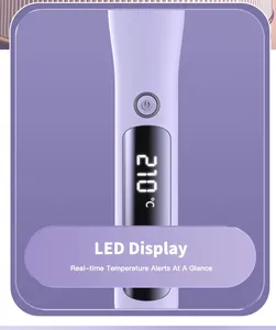 Plancha de pelo plana digital personalizada, plancha de cerámica eléctrica, control de temperatura inteligente, 2 y 1 alisador de ondas, venta al por mayor - Product Image 6