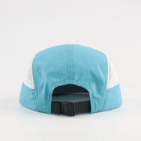 Casquette de course personnalisée en gros à 5 panneaux avec logo brodé, visière souple, maille respirante, imperméable, non structurée, en nylon pour le camping