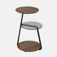 Table d'appoint en forme de C, 3 niveaux, multi-matériaux, avec grain de noyer, vente en gros OEM