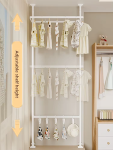 Porte-vêtements modulaire <span class=keywords><strong>télescopique</strong></span> pour la maison, du <span class=keywords><strong>sol</strong></span> au <span class=keywords><strong>plafond</strong></span>, sans perçage, <span class=keywords><strong>étagère</strong></span> de présentation de vêtements pour couloir et chambre - Product Image 5