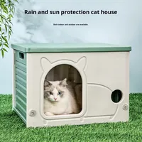 Petite maison pour chat en plastique solide et écologique, confortable, imperméable et lavable, pour l'extérieur et le salon.