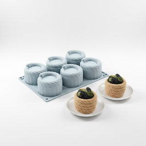 Molde de Silicona Redondo 3D con Textura de Cuerda de Cáñamo, Reutilizable, para Resina, Yeso, Portavelas, Decoración de Pasteles - Product Image 3
