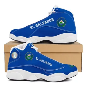 Herren-Schuhe El Salvador Flagge und weiß Basketball-Sneaker Schnürchen Mode atmungsaktiv Damen-Wanderung individuelles eigenes Logo