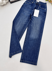 High Waisted Wide Leg Denim Jeans, Vintage Wash Straight Leg <b>Pants</b> for Casual and Daily Wear - Product Image 5