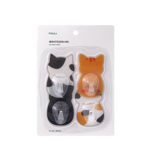 FaSoLa Cat Print <b>Hooks</b> 4 Pieces <b>Self</b> <b>Adhesive</b> <b>Wall</b> Mount Novelty <b>Hooks</b> - Product Image 1