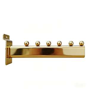 Porte-vêtements mural doré brillant avec 6 crochets ronds <span class=keywords><strong>pour</strong></span> présentation en magasin - Product Image 4