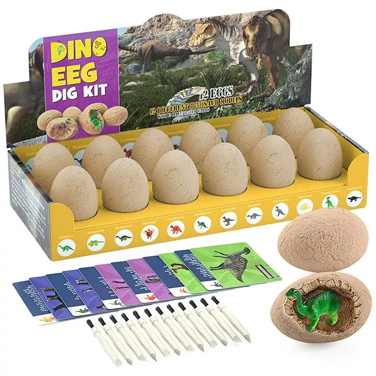 Dino eggs excavation kit 12 unique dinosaur eggs dig discover 12 cute dinosaurs easter archaeology science stem toys