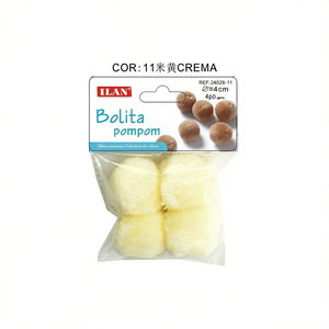 Pompon in Lana Ilan 4.0 Cm Colore Crema Materiali per Artigianato - Product Image 2