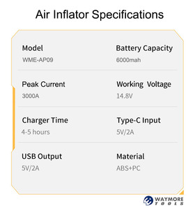 Compresseur d'air - Pompe à air pour pneus de voiture avec manomètre numérique, lumière LED et fonction d'arrêt automatique - Product Image 5