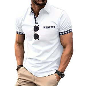 เสื้อโปโลแฟชั่นผู้ชาย, เสื้อยืดทรงเข้ารูป, เสื้อผ้าจากไมคา คอร์ปอเรชั่น, เสื้อโปโลลายตารางตัดสี, เสื้อผ้าผู้ชายขายส่ง - Product Image 1