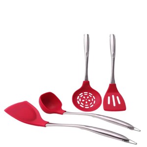 Silicone Spatula Set 4 Piece Stainless Steel Handle Kitchen Utensils For <b>Cooking</b> And Serving - Product Image 1