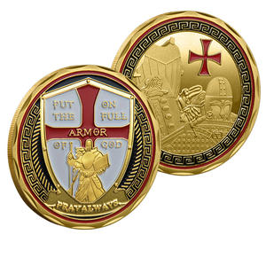 库存3D铁艺全甲神像纪念币十字信仰主题家居桌面摆件UV打印个性化 - Product Image 1