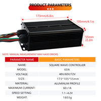 Contrôleur de moteur sans balais puissant 24V-72V 60A 2500W-3000W double mode avec écran LCD pour vélo électrique, trottinette et tricycle électrique
