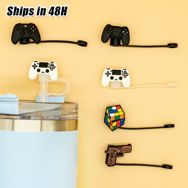 Hot Sale New Fashion 10mm Straw Topper Colorful Gamepad Straw Topper High Quality Drinkware Accessories in Bulk