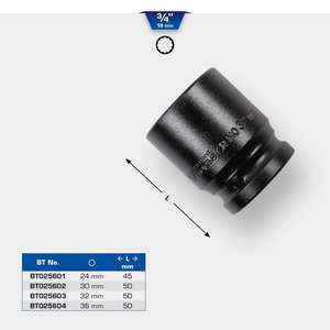 Brilliant Tools Douille 12 pans à impact 3/4 ", 32mm, courte - Product Image 2