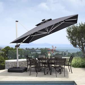 Parasols <span class=keywords><strong>de</strong></span> jardin Roma <span class=keywords><strong>de</strong></span> luxe <span class=keywords><strong>haut</strong></span> <span class=keywords><strong>de</strong></span> <span class=keywords><strong>gamme</strong></span>, modernes, imperméables, à double auvent, en aluminium, grands parasols cantilever pour patio, plage et parc - Product Image 3