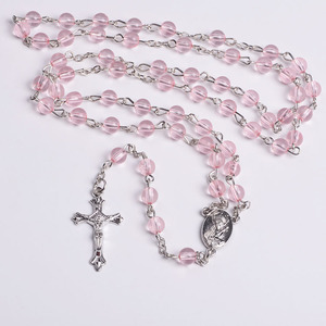 <span class=keywords><strong>Venta</strong></span> caliente de color rosa claro cuentas católica de crucifijo de plata y de mesa a granel <span class=keywords><strong>rosario</strong></span> - Product Image 2