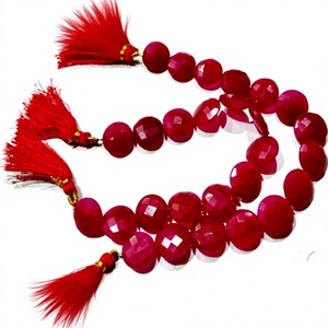 Perles de rubis rondes en forme de pièce de monnaie, facettées, percées sur un côté, 15 mm, vendues par brin de 8 pouces de long - Product Image 1