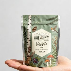 Food Grade BPA Free Matte Finish <b>Zip</b> <b>Lock</b> Resealable Clear Window Gusseted Side Stand Up Pouch For Green Tea Leaf Packaging <b>Bag</b> - Product Image 5