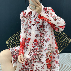 เสื้อแจ็คเก็ตพิมพ์ลายคอปกสไตล์ยุโรปและอเมริกาสำหรับผู้หญิง แขนยาว กระดุมแถวเดียว ไซส์ใหญ่ - Product Image 2