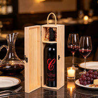 Caixa de Presente de Vinho de Madeira Personalizada com Alça de Corda Trançada e Embalagem Vintage, Ideal para Casamentos e Festas