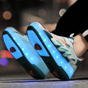 <span class=keywords><strong>Chaussures</strong></span> <span class=keywords><strong>à</strong></span> <span class=keywords><strong>roulettes</strong></span> rétractables LED lumineuses 4 roues en gros, baskets <span class=keywords><strong>à</strong></span> <span class=keywords><strong>roulettes</strong></span> 2-en-1 en maille respirante avec frein pour enfants - Product Image 3