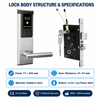 Sistema de Cerradura Inteligente para Habitaciones de Hotel TT APP con Control por Aplicación TTLock TThotel, Desbloqueo con Tarjeta, Acero Inoxidable