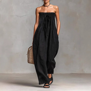 Dropshipping Shopify, Mono de Talla Grande para Mujer, sin Tirantes, Estilo Tubo, Pierna Ancha, Color Sólido, Casual, Verano - Product Image 5