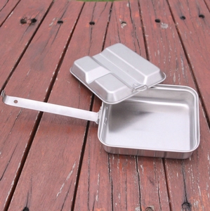 Olla de acero inoxidable 2 en 1 de 800-1000 ml con 3 compartimentos para viajes al aire libre, camping, lonchera y cocina. - Product Image 2