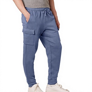 Men's Blue Cargo Jogger Sweatpants Elastic Waist <b>Drawstring</b> Multiple Pockets Casual Fleece Pants Autumn Wear Cargo <b>Trousers</b> - Product Image 4