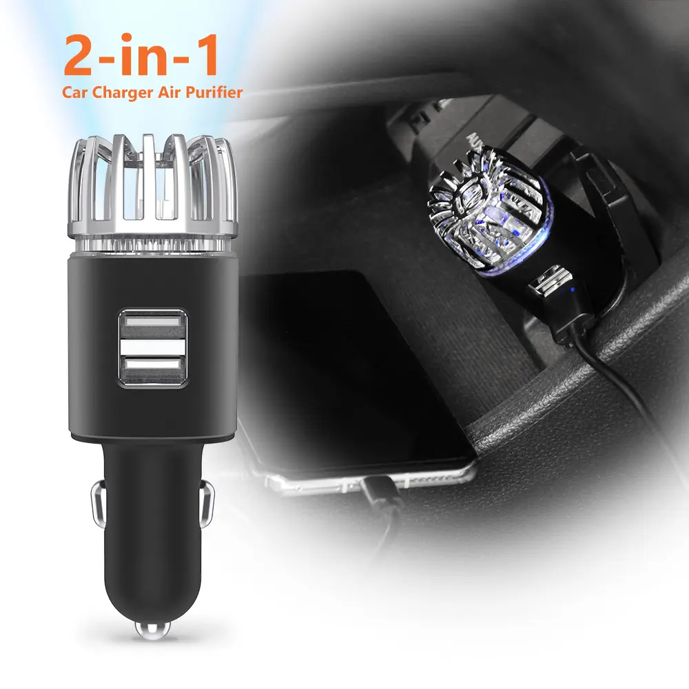 Beste 2 in 1 Negative Ionen Luftfilter Dual USB Ladegerät Mini Anion Ionisator Auto Luft reiniger