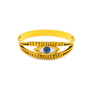 Bracelet en acier inoxydable 316L avec motif œil porte-bonheur, plaqué or PVD, bijoux tendance pour femmes - Product Image 2