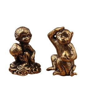 Figurita de mono de latón con melocotón, decoración del hogar de estilo chino, escultura de animales, adorno dorado para uso en interiores - Product Image 5