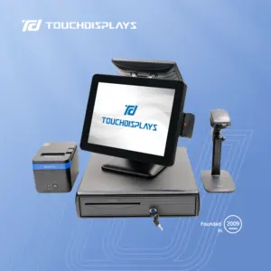 Lcd Touch Screen Met Tweede Scherm Hoge Kwaliteit Industriële Alles In Een Pc 15 Inch Touch Pos Caisse Enregistreuse