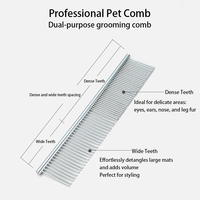 Peigne démêlant professionnel pour animaux de compagnie, en acier inoxydable, à picots denses, brosse démêlante pour poils longs, outil de retrait des poils sous-panneaux pour chats et chiens