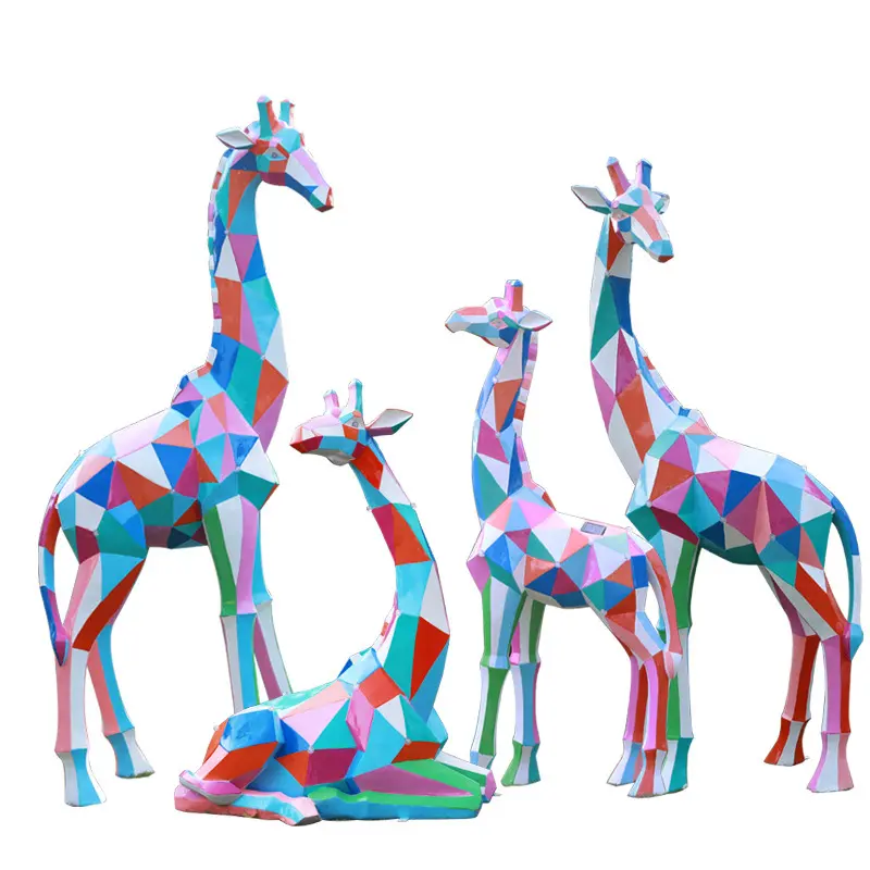 Senden Sie Bilder zum Anpassen von Solarenergie-Außen harz statuen Tier giraffe 1.9M 2.5M Große Glasfaser giraffe