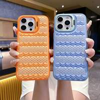 Coque de luxe esthétique à paillettes et cristaux en forme de grille pour iPhone 18 17 Air 16 14 15 Plus 13 12 11 Pro Max, motif vague ondulée