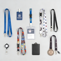 Porte-badge d'identification avec cordon en ruban, vente en gros de porte-cartes et cordon d'identification en plastique rigide et élastique