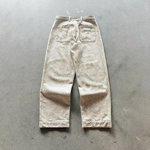 Pantalones Vaqueros de Mezclilla Personalizados de Fábrica, Estilo Vintage, Corte Recto, Casuales, Holgados, de 14 oz, para Hombre - Product Image 2