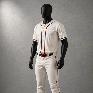Uniforme de Béisbol Personalizado y Transpirable para Adultos Unisex, Servicio OEM, Conjunto de Jersey de Manga Corta con Botones y Pantalones, Ropa Deportiva para Equipos, 100% - Product Image 1