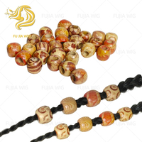 Perles en bois Fujia en gros pour tresses, motif rétro, trous légers de 6 mm/8 mm, accessoires d'extension capillaire
