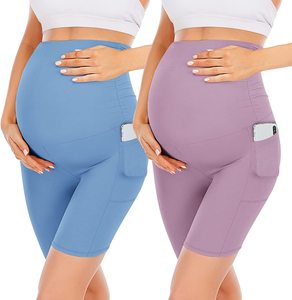 Shorts de maternité avec poches, style biker, pour la <span class=keywords><strong>grossesse</strong></span>, le yoga, l'entraînement actif, leggings extensibles pour femmes enceintes, shorts pour femmes - Product Image 1