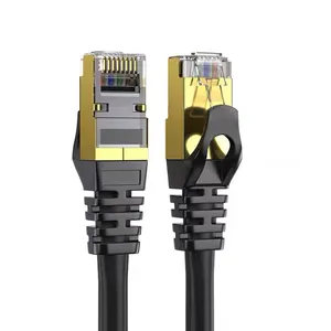 RJ45 Cat6 Cat7 Cat 7 kabel Patch Ethernet, kabel patch berlapis emas 28Awg 8P8 Ccat.7 kabel Patch dengan konektor logam