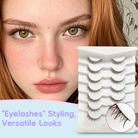 Faux cils naturels légers avec bande transparente et extrémités évasées et volumineuses, application facile pour le maquillage quotidien